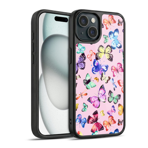 Ninola Patterns 4 Butterflies Multi Pink Gel Armour Case For Apple iPhone 15
