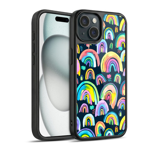 Ninola Patterns 4 New Rainbows Navy Multi Gel Armour Case For Apple iPhone 15