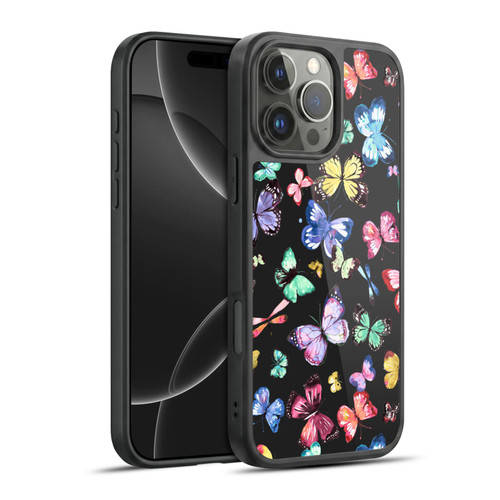 Ninola Patterns 4 Butterflies Black Multi Gel Armour Case For Apple iPhone 16 Pro Max
