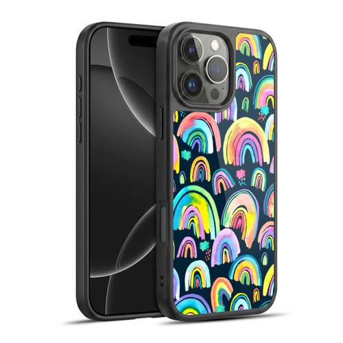 Ninola Patterns 4 New Rainbows Navy Multi Gel Armour Case For Apple iPhone 16 Pro Max