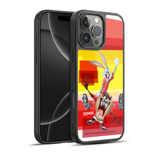 Looney Tunes Flag Graphics Spain Taz & Bugs Bunny Gel Armour Case For Apple iPhone 16 Pro Max