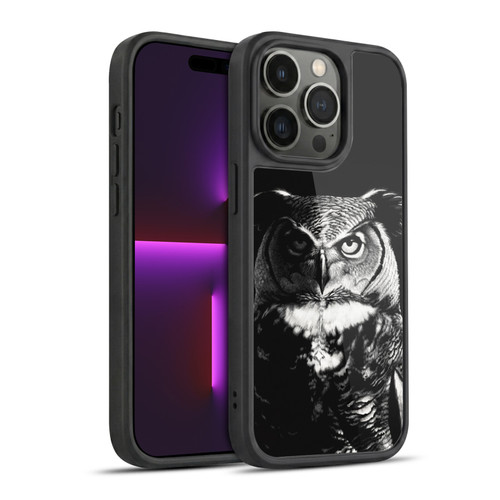 Stanley Morrison Black And White Great Horned Owl Gel Armour Case For Apple iPhone 14 Pro