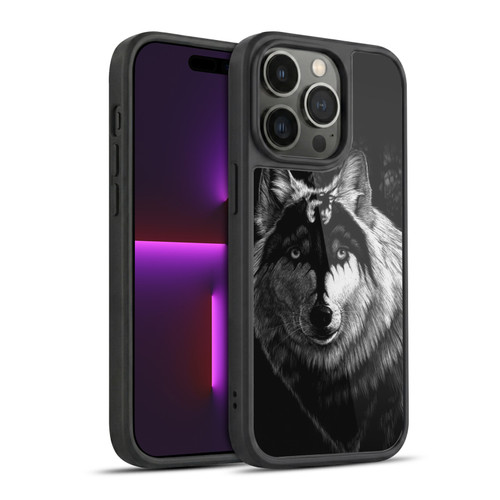 Stanley Morrison Black And White Gray Wolf With Dragon Marking Gel Armour Case For Apple iPhone 14 Pro