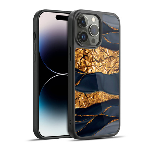 UtArt Dark Night Marble Gold Foil And Ink Gel Armour Case For Apple iPhone 14 Pro Max