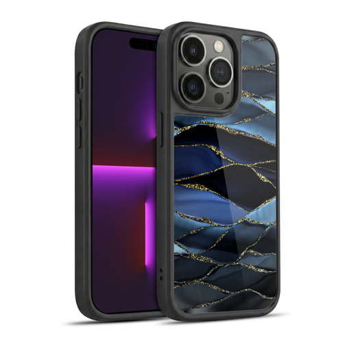 UtArt Dark Night Marble Deep Sparkle Waves Gel Armour Case For Apple iPhone 14 Pro