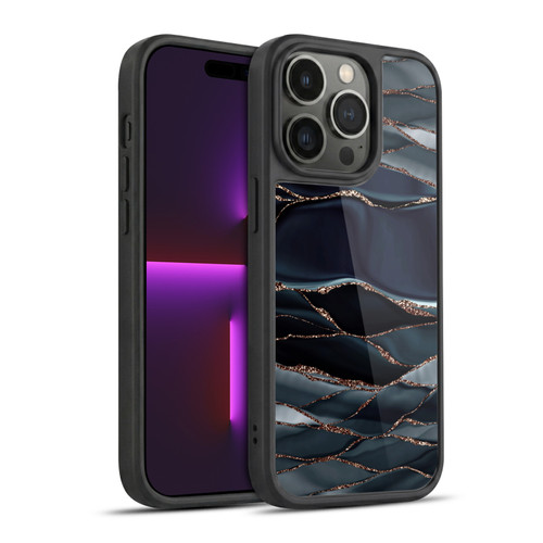UtArt Dark Night Marble Waves Gel Armour Case For Apple iPhone 14 Pro