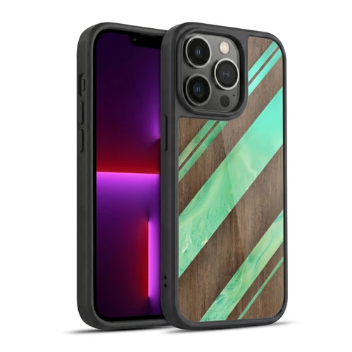 Alyn Spiller Wood & Resin Diagonal Stripes Gel Armour Case For Apple iPhone 13 Pro