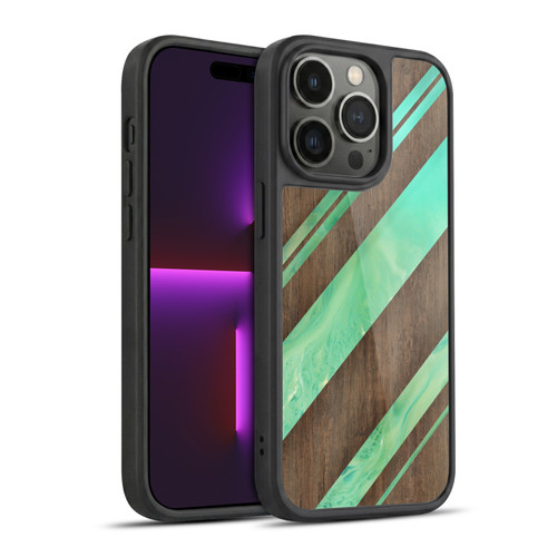 Alyn Spiller Wood & Resin Diagonal Stripes Gel Armour Case For Apple iPhone 14 Pro