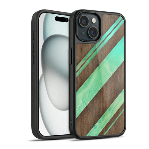 Alyn Spiller Wood & Resin Diagonal Stripes Gel Armour Case For Apple iPhone 15