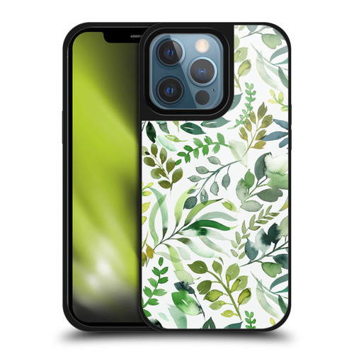 Ninola Botanical Patterns Watercolor Green Leaves Gel Armour Case For Apple iPhone 13 Pro