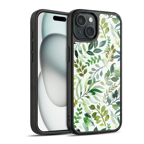 Ninola Botanical Patterns Watercolor Green Leaves Gel Armour Case For Apple iPhone 15