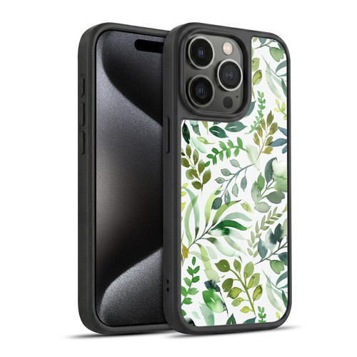 Ninola Botanical Patterns Watercolor Green Leaves Gel Armour Case For Apple iPhone 15 Pro