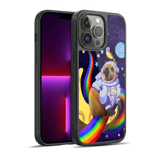 Carla Morrow Rainbow Animals Capybara Sitting On A Moon Gel Armour Case For Apple iPhone 13 Pro Max