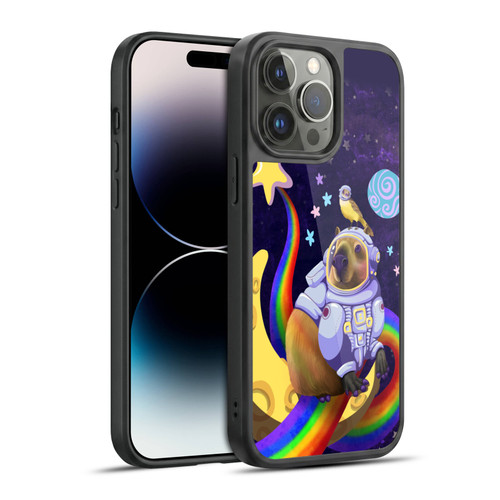 Carla Morrow Rainbow Animals Capybara Sitting On A Moon Gel Armour Case For Apple iPhone 14 Pro Max