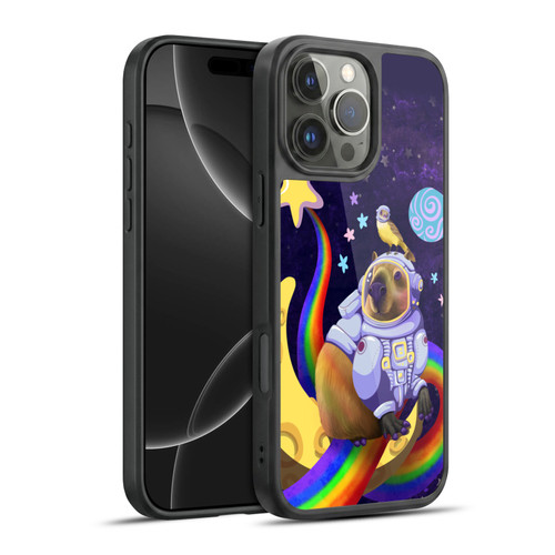 Carla Morrow Rainbow Animals Capybara Sitting On A Moon Gel Armour Case For Apple iPhone 16 Pro Max