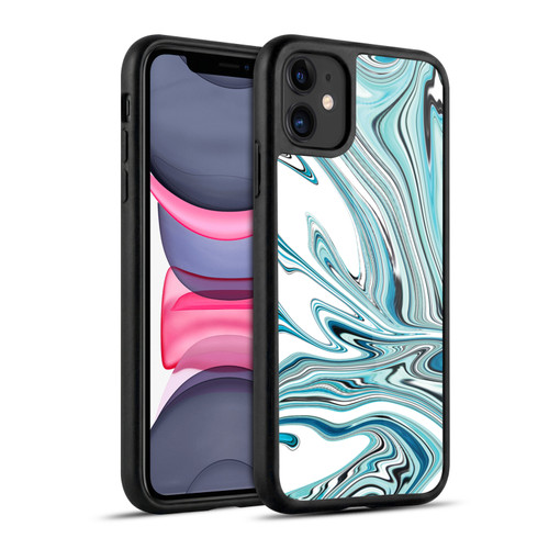 Suzan Lind Marble Swirls Teal White Gel Armour Case For Apple iPhone 11