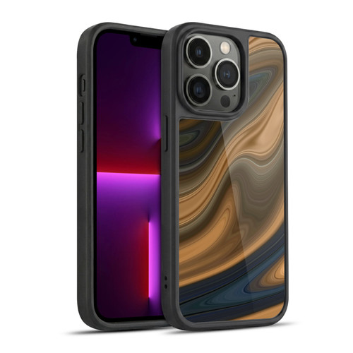 Suzan Lind Marble Swirls Tan And Blue Gel Armour Case For Apple iPhone 13 Pro