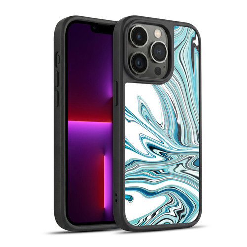 Suzan Lind Marble Swirls Teal White Gel Armour Case For Apple iPhone 13 Pro