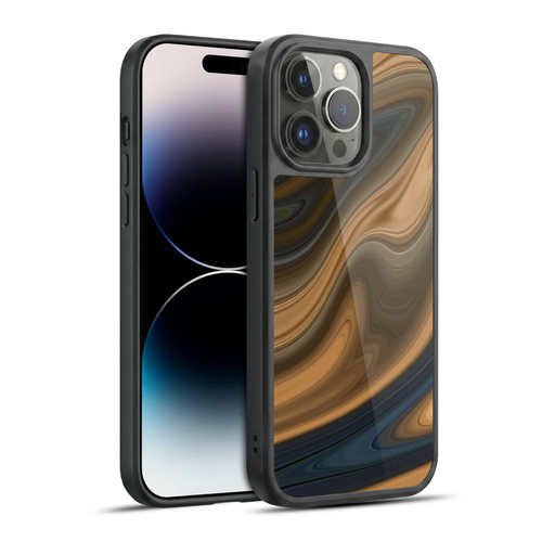 Suzan Lind Marble Swirls Tan And Blue Gel Armour Case For Apple iPhone 14 Pro Max
