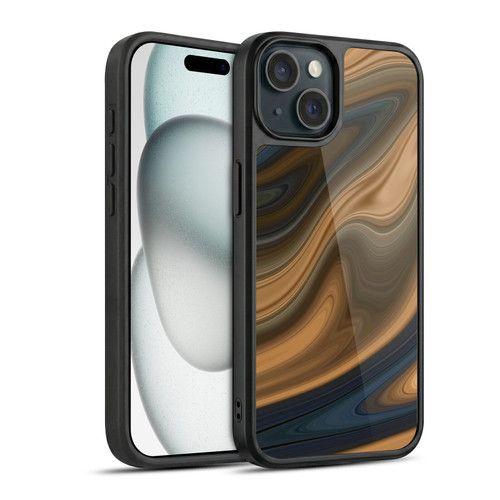 Suzan Lind Marble Swirls Tan And Blue Gel Armour Case For Apple iPhone 15