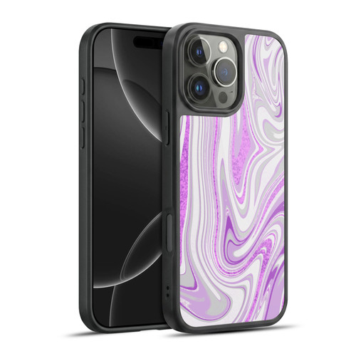 Suzan Lind Marble Swirls Purple White Gray Gel Armour Case For Apple iPhone 16 Pro Max