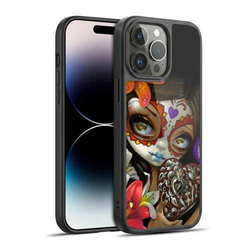 Strangeling Art Day of Dead Heart Charm Gel Armour Case For Apple iPhone 14 Pro Max