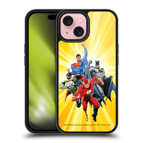Justice League DC Comics Airbrushed Heroes Yellow Gel Armour Case For Apple iPhone 15