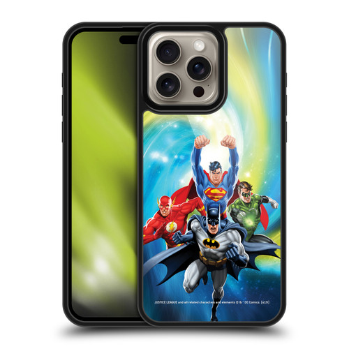 Justice League DC Comics Airbrushed Heroes Galaxy Gel Armour Case For Apple iPhone 16 Pro Max
