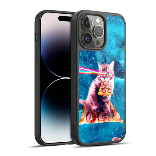 Random Galaxy Space Cat Lazer Eye & Pizza Gel Armour Case For Apple iPhone 14 Pro Max