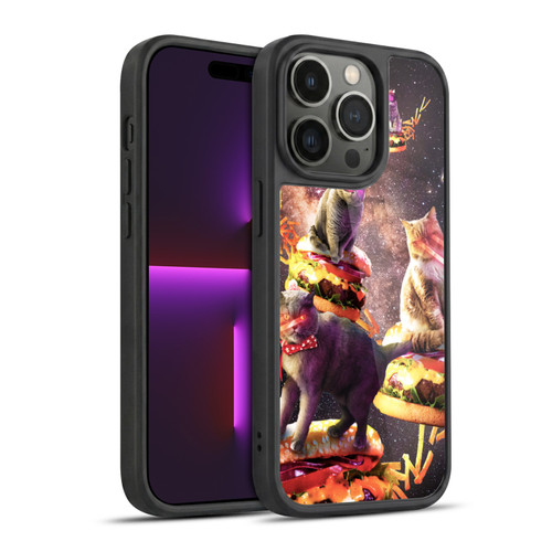 Random Galaxy Space Cat Burger & Fries Gel Armour Case For Apple iPhone 14 Pro