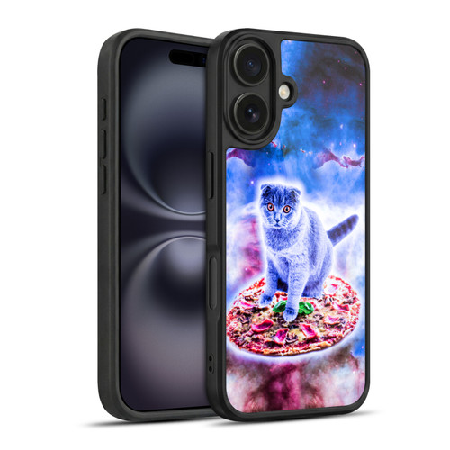 Random Galaxy Space Cat Blue Galaxy & Pizza Gel Armour Case For Apple iPhone 16