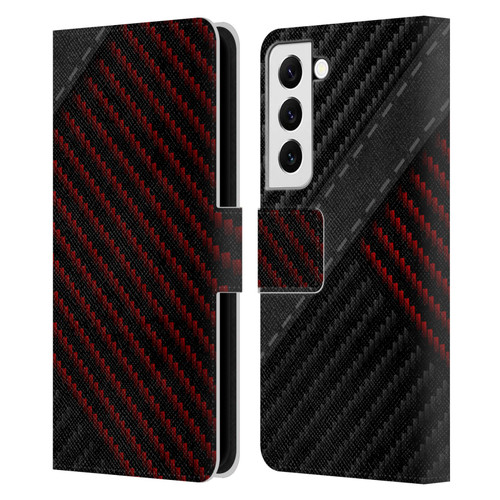 Alyn Spiller Carbon Fiber Stitch Leather Book Wallet Case Cover For Samsung Galaxy S22 5G