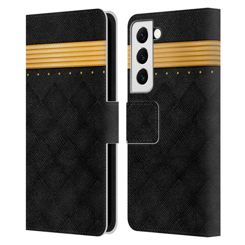 Alyn Spiller Luxury Gold Leather Book Wallet Case Cover For Samsung Galaxy S22 5G