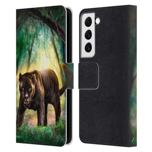 Anthony Christou Fantasy Art Black Panther Leather Book Wallet Case Cover For Samsung Galaxy S22 5G
