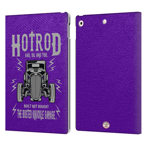 Busted Knuckle Garage Graphics Hot Rod Leather Book Wallet Case Cover For Apple iPad 10.2 2019/2020/2021