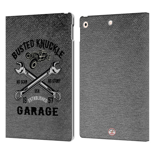 Busted Knuckle Garage Graphics No Scar Leather Book Wallet Case Cover For Apple iPad 10.2 2019/2020/2021