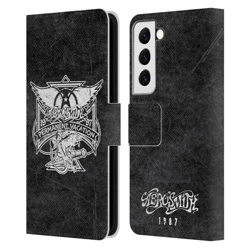 Aerosmith Black And White 1987 Permanent Vacation Leather Book Wallet Case Cover For Samsung Galaxy S22 5G