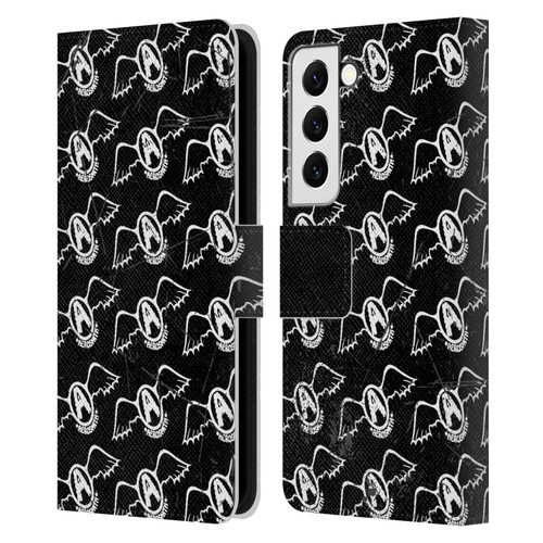 Aerosmith Classics Logo Pattern Leather Book Wallet Case Cover For Samsung Galaxy S22 5G
