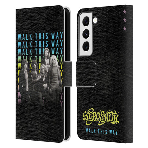 Aerosmith Classics Walk This Way Leather Book Wallet Case Cover For Samsung Galaxy S22 5G