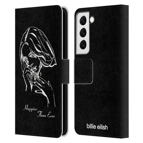 Billie Eilish Happier Than Ever Album Stencil Green Leather Book Wallet Case Cover For Samsung Galaxy S22 5G