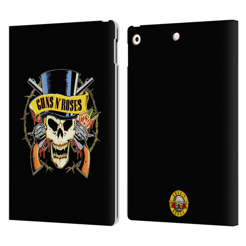Guns N' Roses Key Art Top Hat Skull Leather Book Wallet Case Cover For Apple iPad 10.2 2019/2020/2021