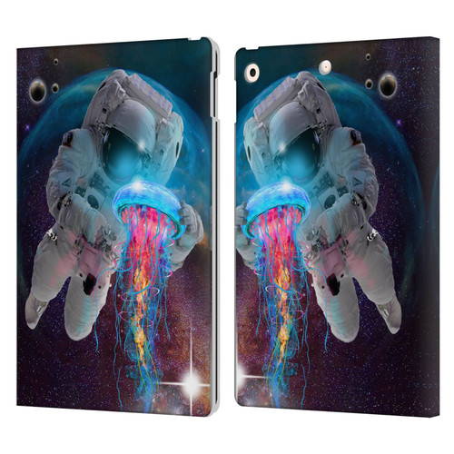 Dave Loblaw Jellyfish Astronaut And Jellyfish Leather Book Wallet Case Cover For Apple iPad 10.2 2019/2020/2021