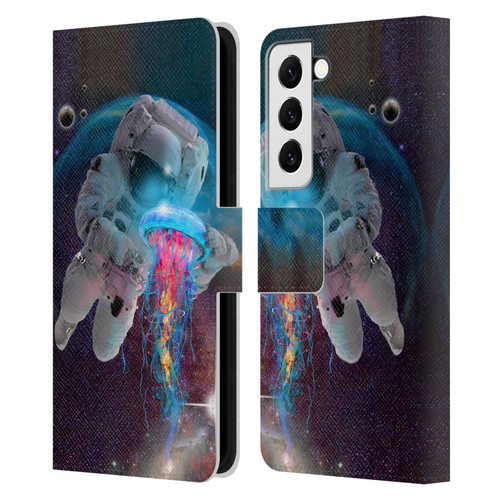 Dave Loblaw Jellyfish Astronaut And Jellyfish Leather Book Wallet Case Cover For Samsung Galaxy S22 5G