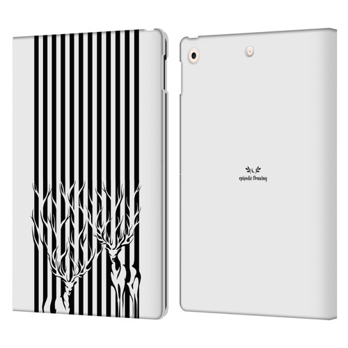 Episodic Drawing Mix Illustrations Deers In Stripes Leather Book Wallet Case Cover For Apple iPad 10.2 2019/2020/2021