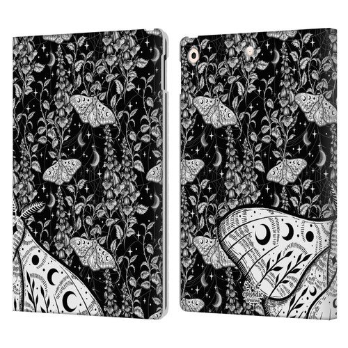 Episodic Drawing Moth Patterns White Leather Book Wallet Case Cover For Apple iPad 10.2 2019/2020/2021