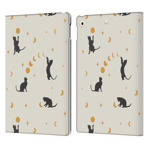 Episodic Drawing Pattern Cat And Moon Leather Book Wallet Case Cover For Apple iPad 10.2 2019/2020/2021