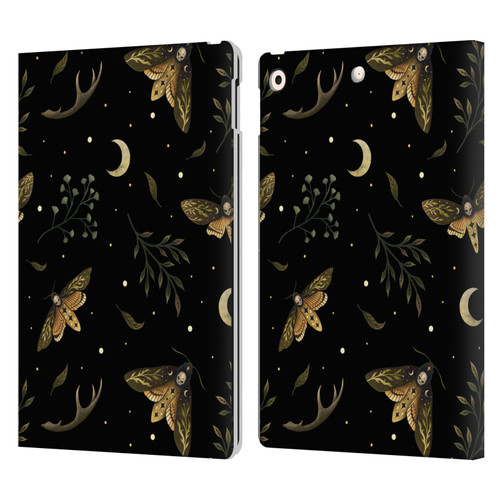 Episodic Drawing Pattern Death Head Moth Leather Book Wallet Case Cover For Apple iPad 10.2 2019/2020/2021