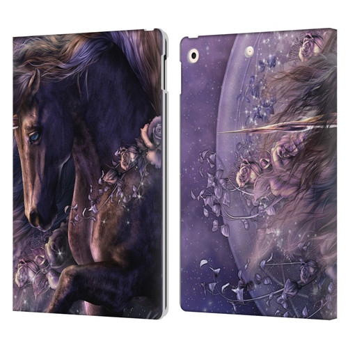 Laurie Prindle Fantasy Horse Chimera Black Rose Unicorn Leather Book Wallet Case Cover For Apple iPad 10.2 2019/2020/2021