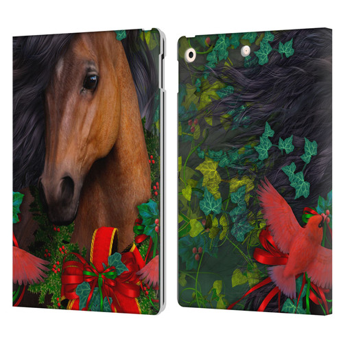Laurie Prindle Western Stallion A Morgan Christmas Leather Book Wallet Case Cover For Apple iPad 10.2 2019/2020/2021