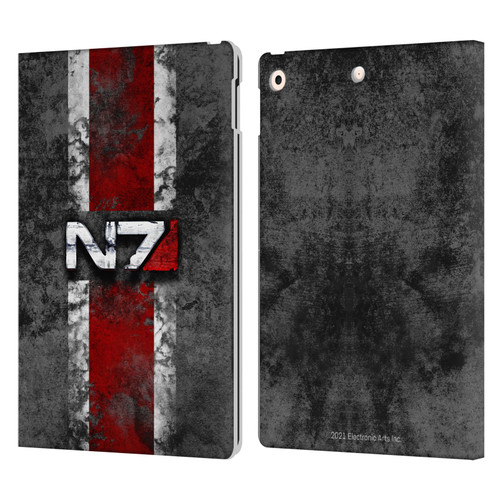 EA Bioware Mass Effect Graphics N7 Logo Distressed Leather Book Wallet Case Cover For Apple iPad 10.2 2019/2020/2021